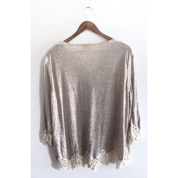 Ryu Crochet Embellished Hems 3/4 Sleeves Preowned 1X - Picture 6 of 7